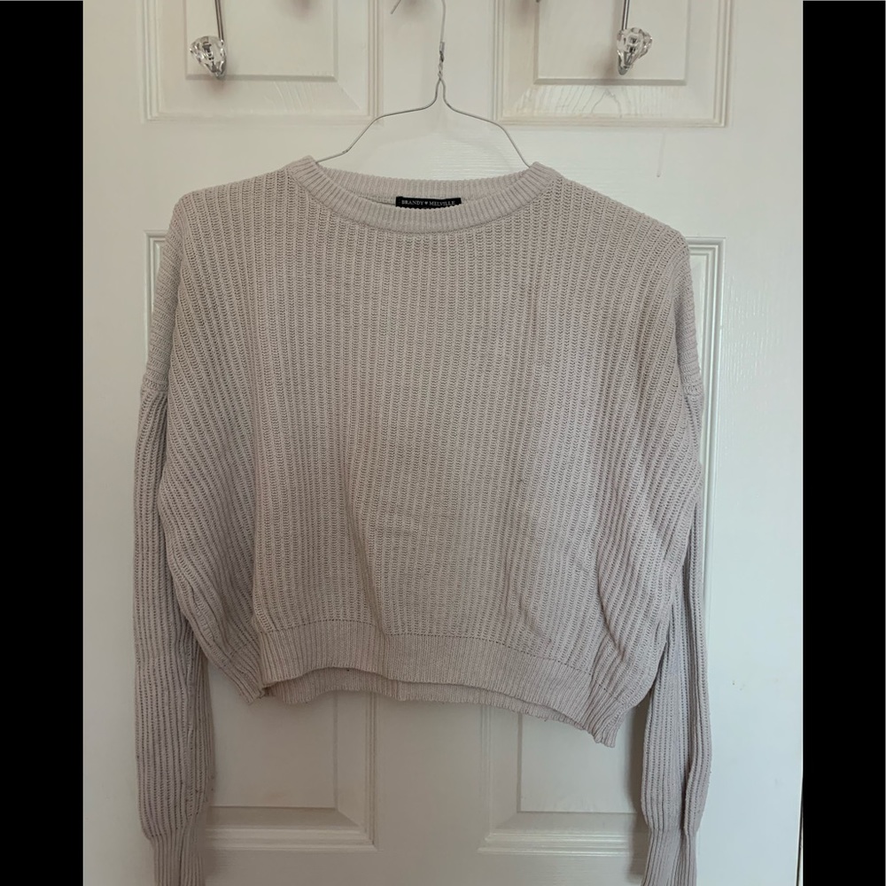 BRANDY MELVILLE Light Gray cropped Sweater One Sz